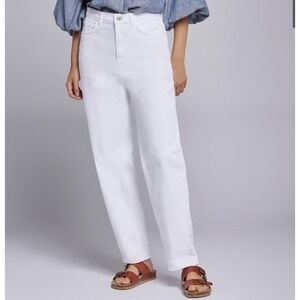 Current/Elliott The Jaunt Balloon Leg Barrel High Rise Jean Blanc White Women 28